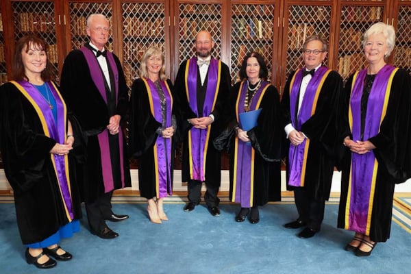 Newly conferred honorary fellows with dean of the faculty of public health medicine